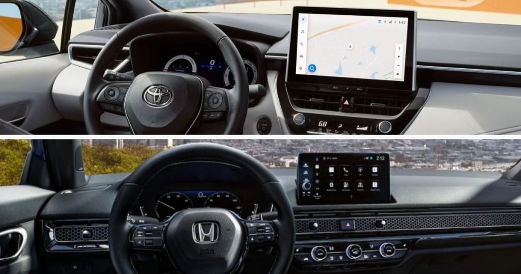 The 2026 Toyota Corolla vs Honda Civic touchscreens