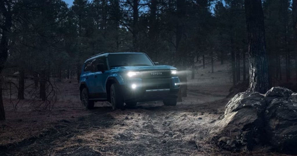 The Rigid Industries Color-Selectable LED fog lights of the 2026 Land Cruiser