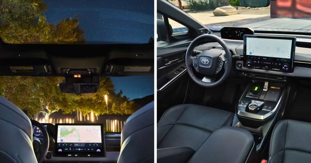The 14-inch Toyota bZ XLE touchscreen and interior features