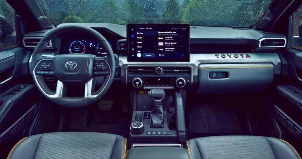 The 2026 Toyota 4Runner interior features, which include large displays