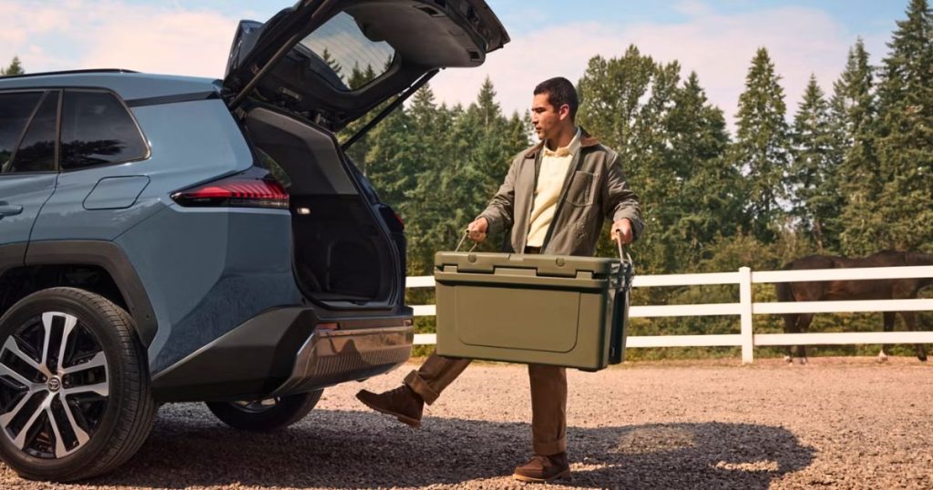 The available hands-free power liftgate in the 2026 Toyota RAV4