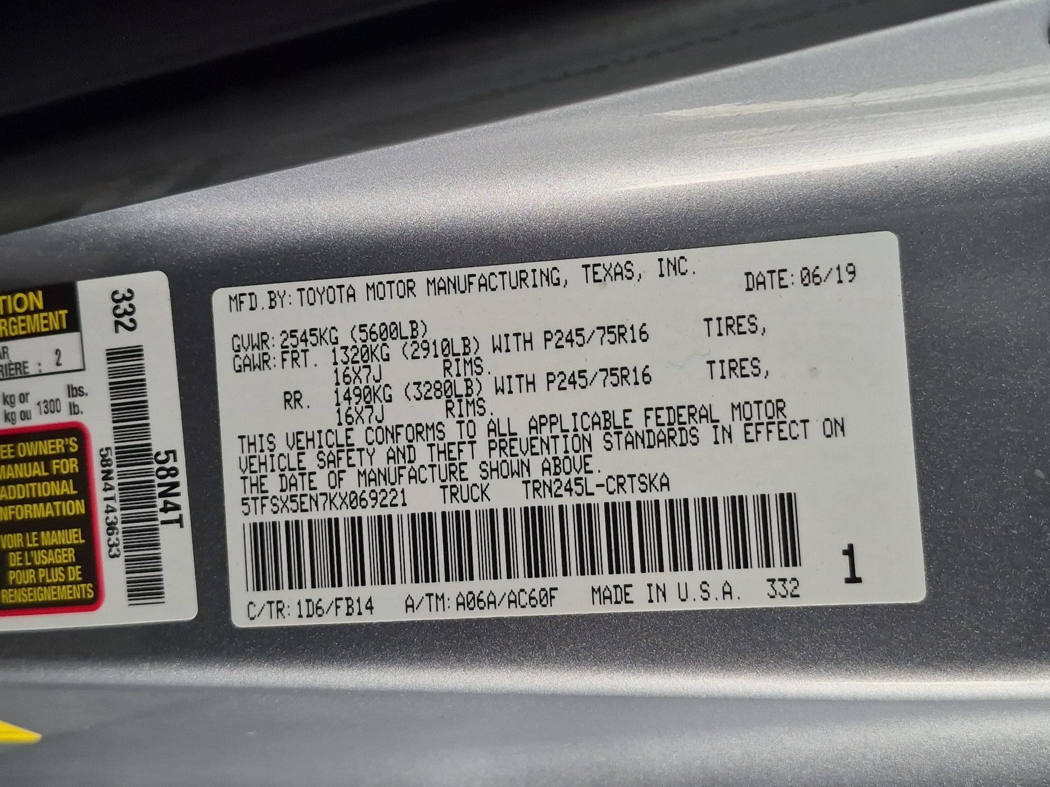 2019 Toyota Tacoma SR