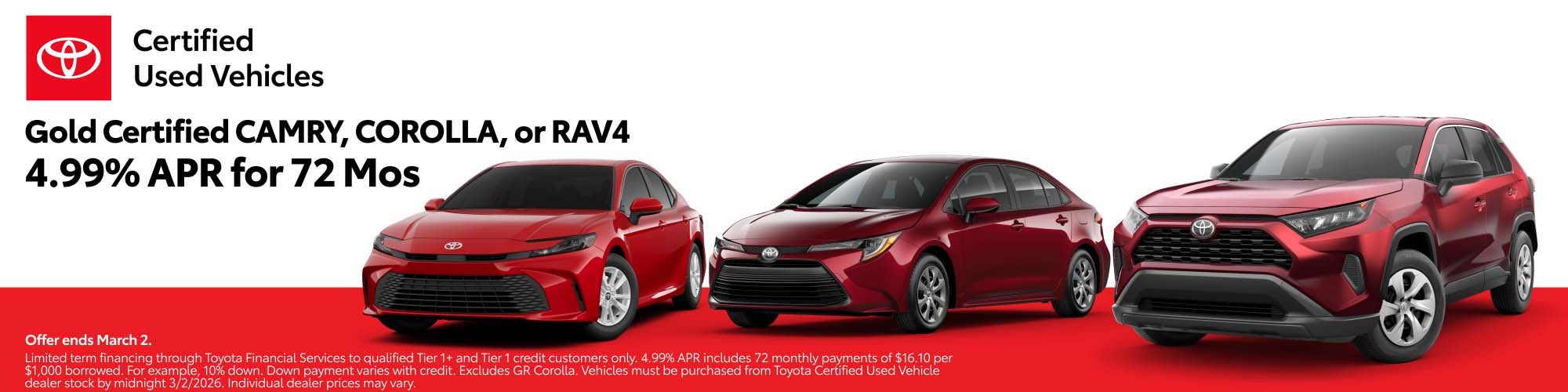 certified used vehicles special