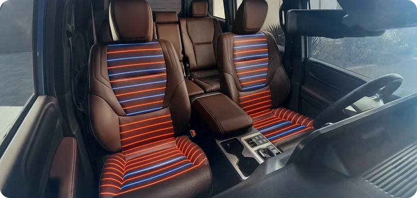 Heated and ventilated leather-trimmed front seats in the Land Cruiser