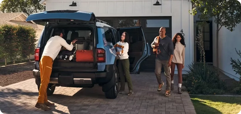 Land Cruiser rear seats folded down to expand the cargo area