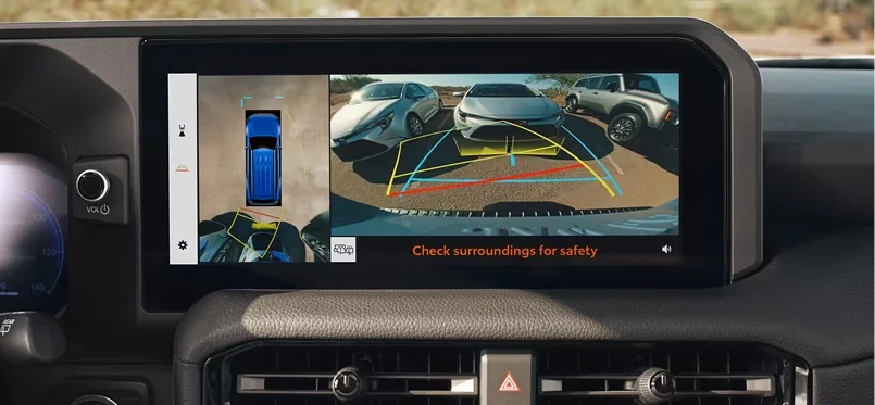 Backup camera view shown on the Land Cruiser multimedia display