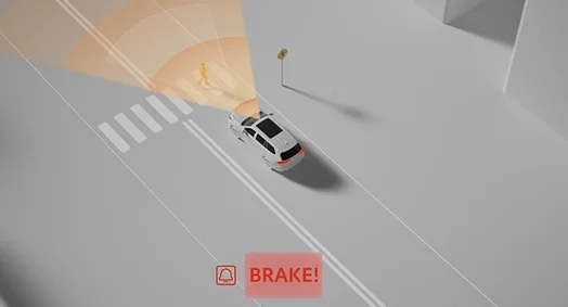 Pre-collision system detecting a pedestrian ahead of the Land Cruiser