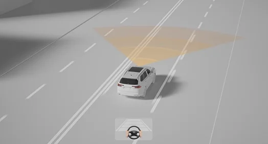 Lane departure alert monitoring lane markings on the highway