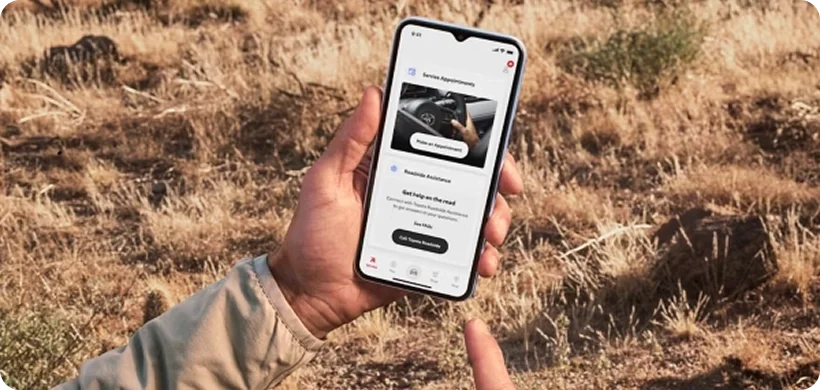 Toyota app Service Connect vehicle-health screen on a smartphone