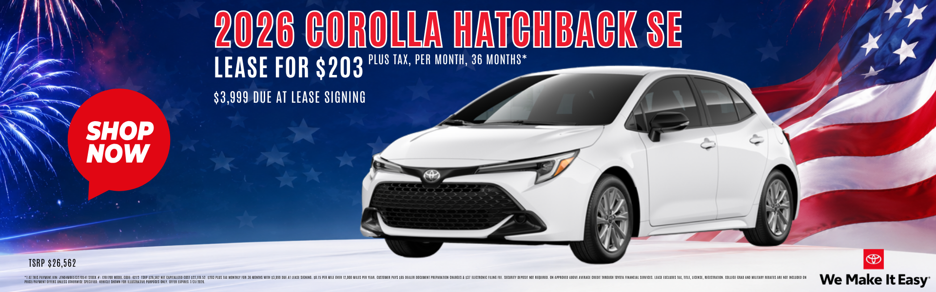 corolla hatchaback lease special